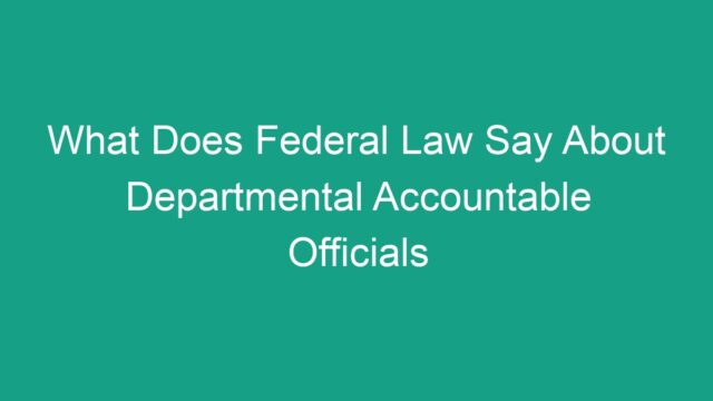 What does federal law say about departmental accountable officials